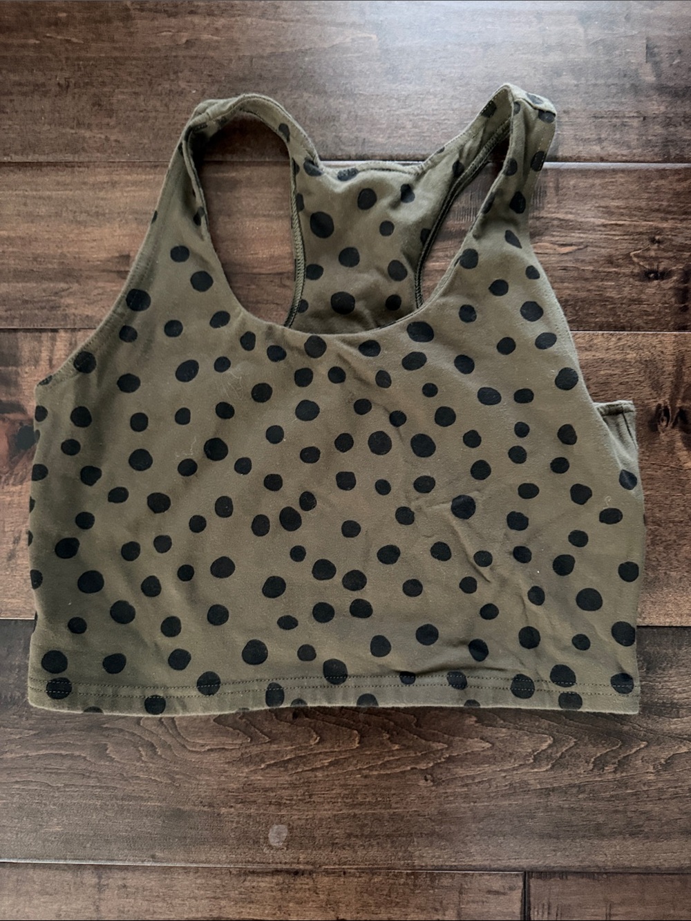 Olive Green Polka Dot Racerback Crop Top